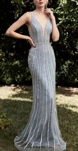 COPY - Haze blue mermaid beaded formal evening bridesmaid mother of the bride d…